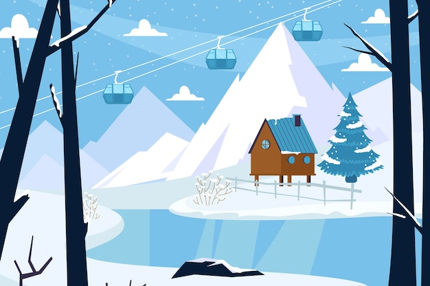 Vector flat winter landscape