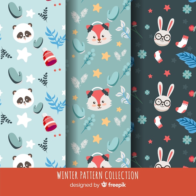 Vector flat winter pattern collection