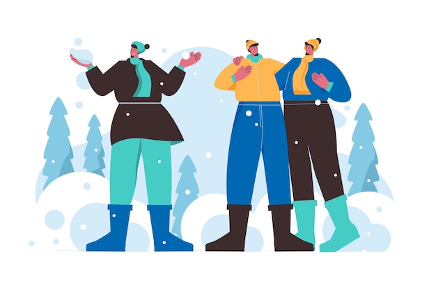 Vector flat winter people collection