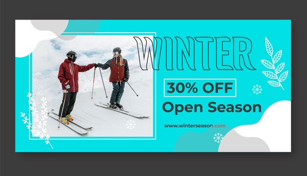 Flat winter sale horizontal banner