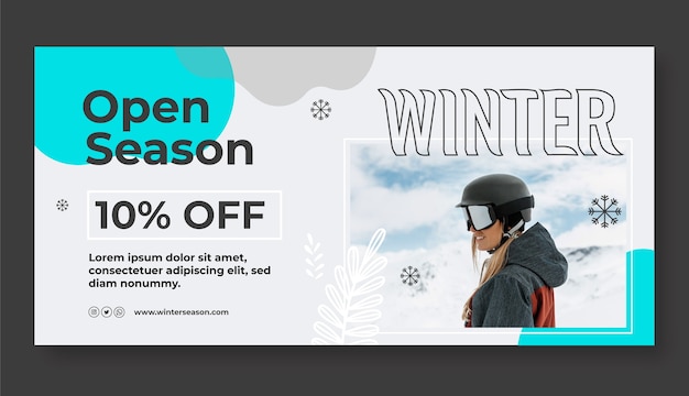 Flat winter sale horizontal banner