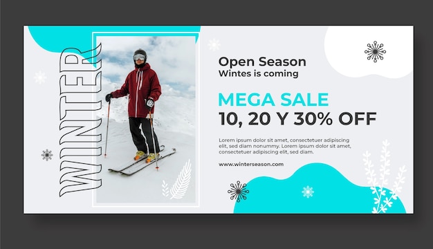 Flat winter sale horizontal banner