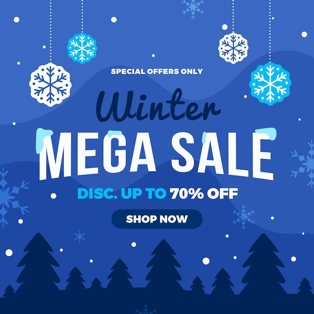 Flat winter sale illustration and banner