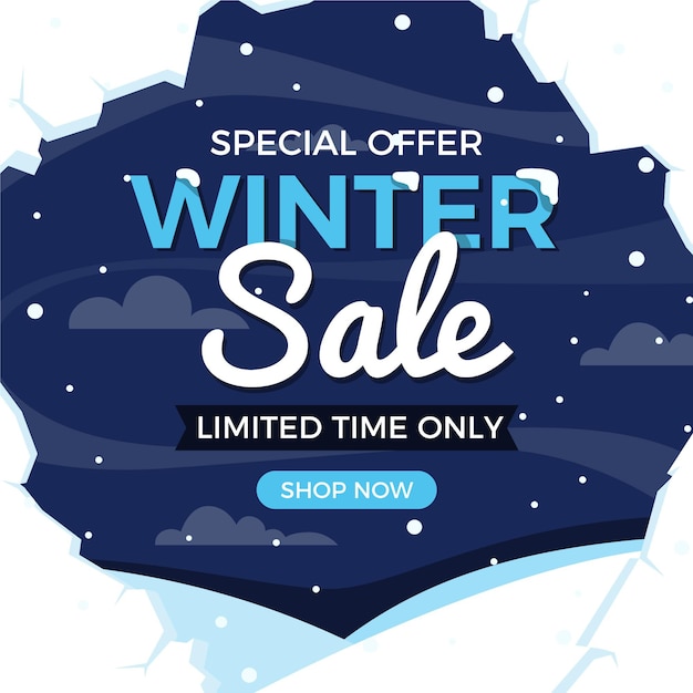 Vector flat winter sale illustration and banner