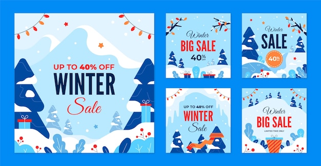 flat winter sale instagram posts collection
