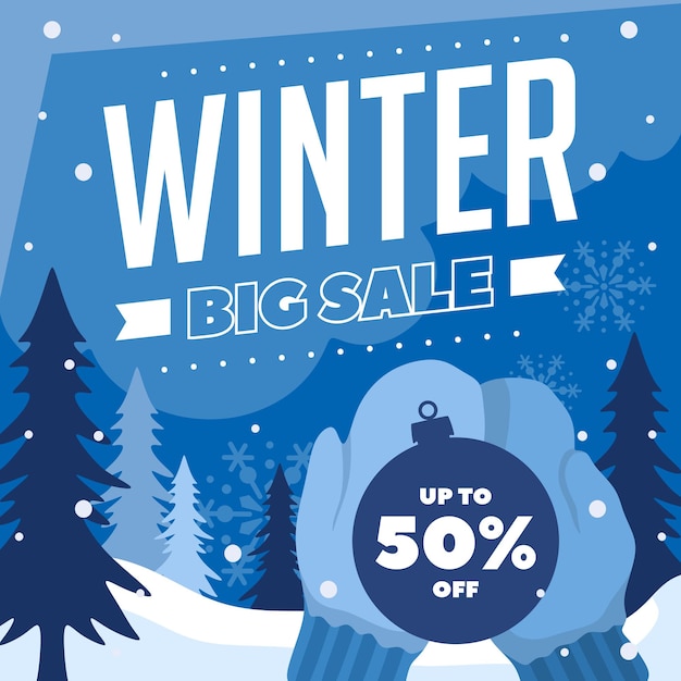 Flat Winter Sale Social Media Banner Illustration