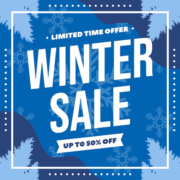 Flat Winter Sale Social Media Banner Illustration