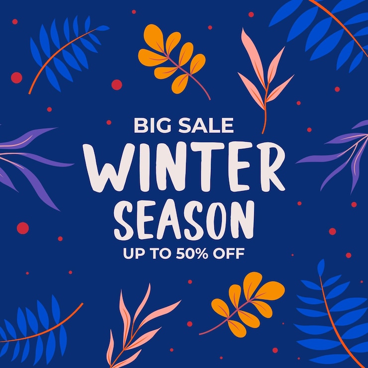 वेक्टर flat winter sale social media banner illustration