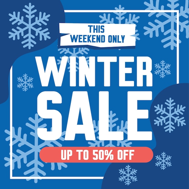 Flat Winter Sale Social Media Banner Illustration