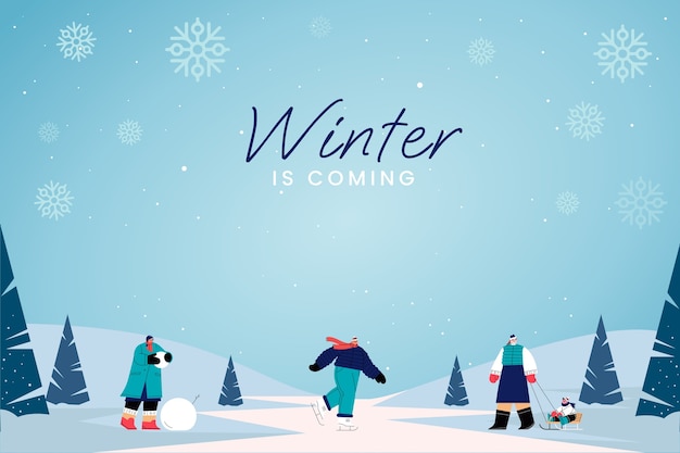 flat winter season celebration background