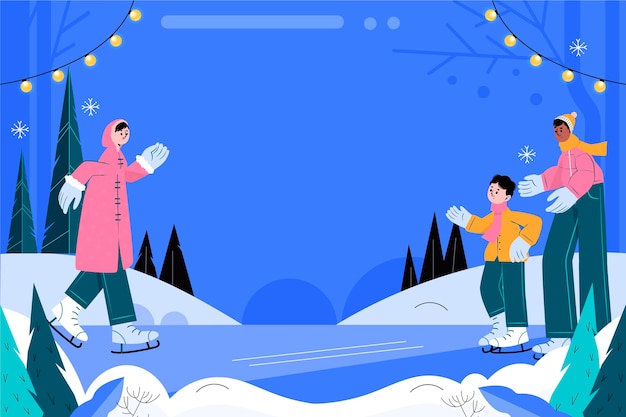 flat winter season celebration background