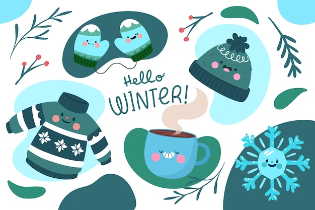 Vector flat winter season celebration background