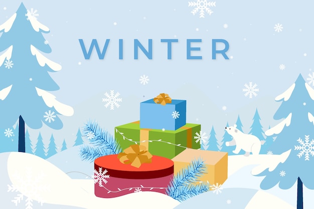 Vector flat winter season celebration background