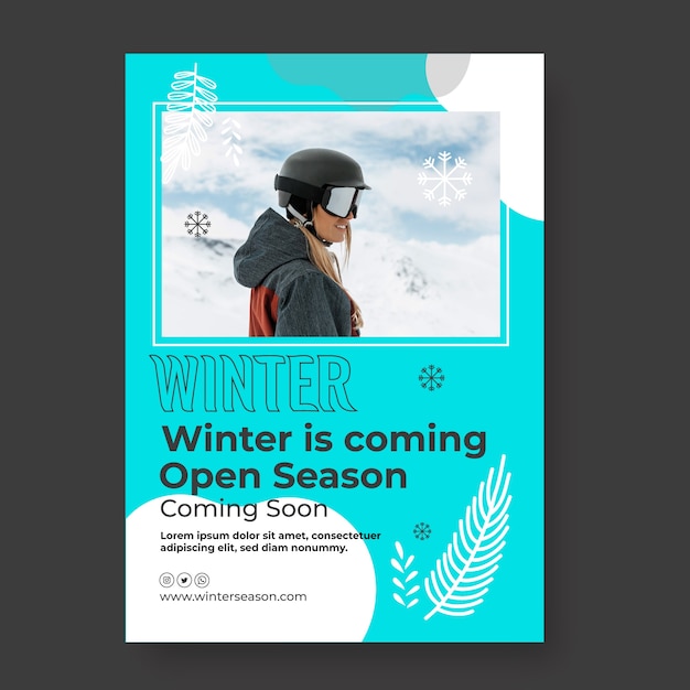 Vector flat winter vertical poster template