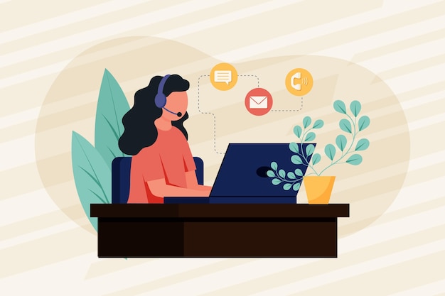 Vector flat woman illustrated customer support