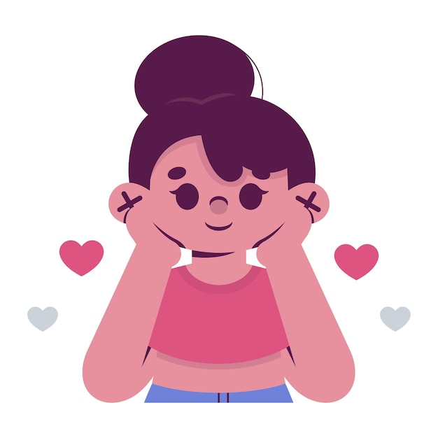 Vector flat woman surounded by love illustration