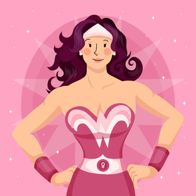 Vector flat women's day superwoman illustration