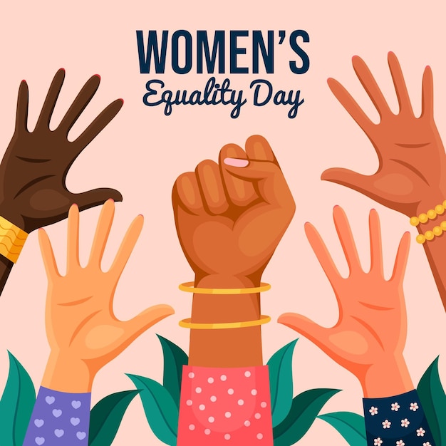 Flat women's equality day illustration