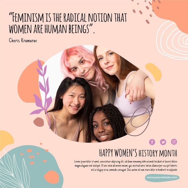 Flat women's history month background