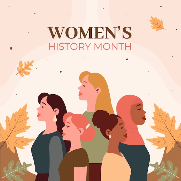 Flat women's history month illustration