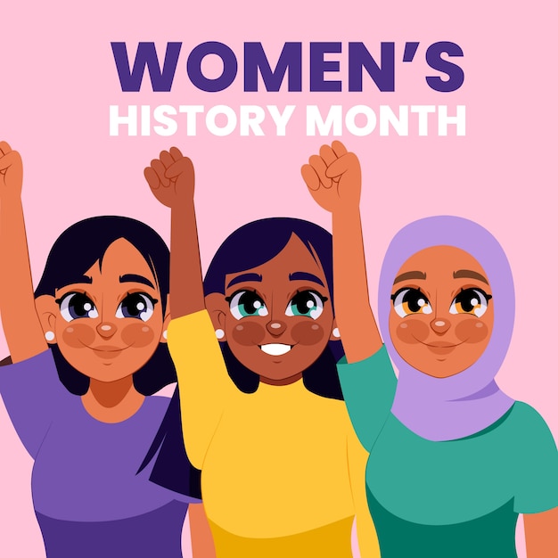 Flat women's history month illustration