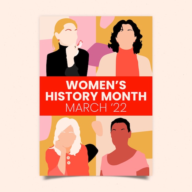flat women's history month vertical poster template