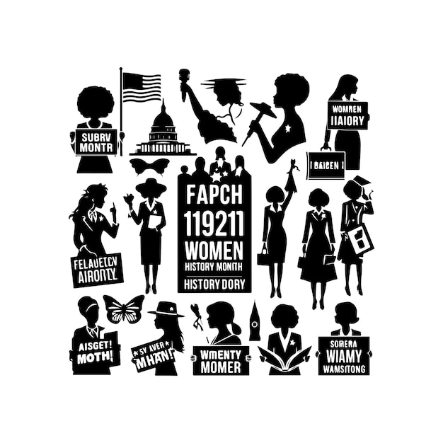 Vector flat womens history month illustration