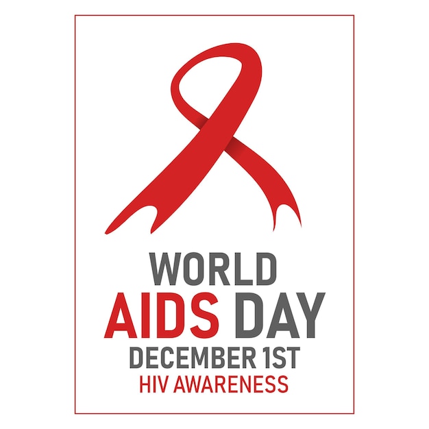 Vector flat world aids day badge hiv awareness