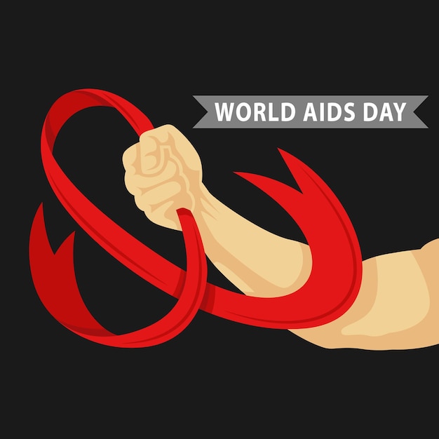 Vettore piatto dell'illustrazione della giornata mondiale dell'aids