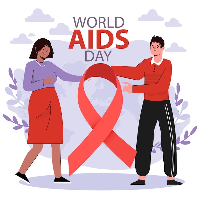 flat world aids day illustration