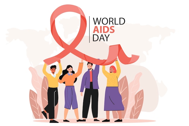 Flat world aids day illustration