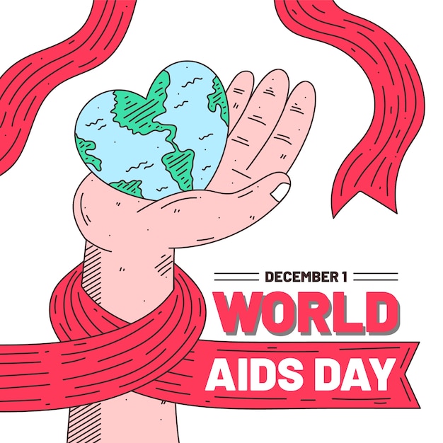 Flat world aids day illustration