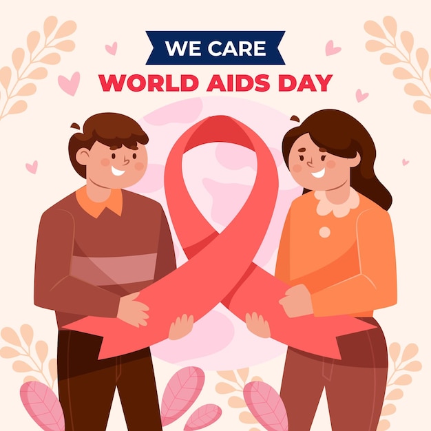 Flat world aids day illustration