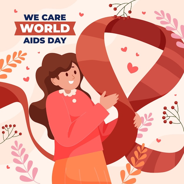 Vettore illustrazione piatta della giornata mondiale dell'aids