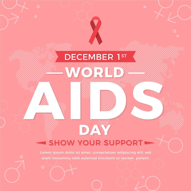 Flat world aids day illustration