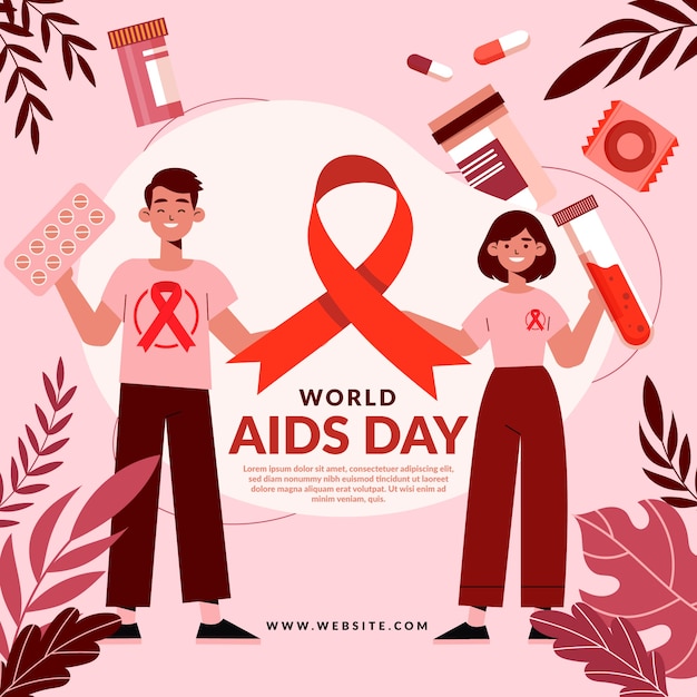 Vettore illustrazione piatta della giornata mondiale dell'aids