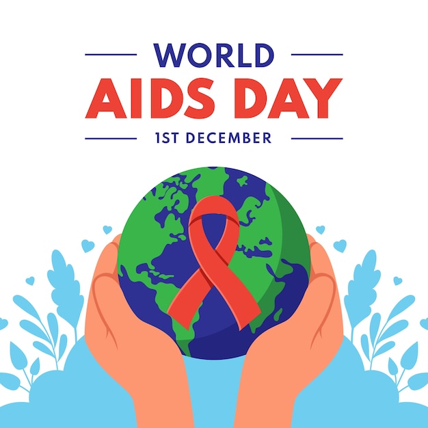 Vector flat world aids day illustration