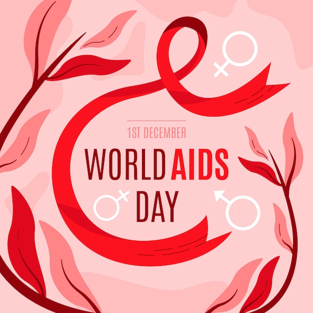 Flat world aids day illustration