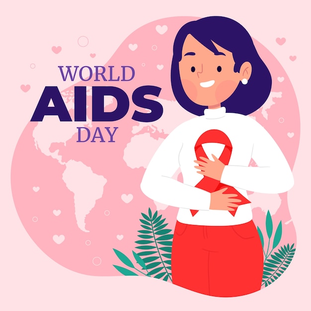 Flat world aids day illustration