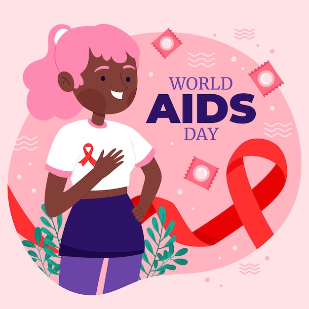 Illustrazione piana di giornata mondiale contro l'aids