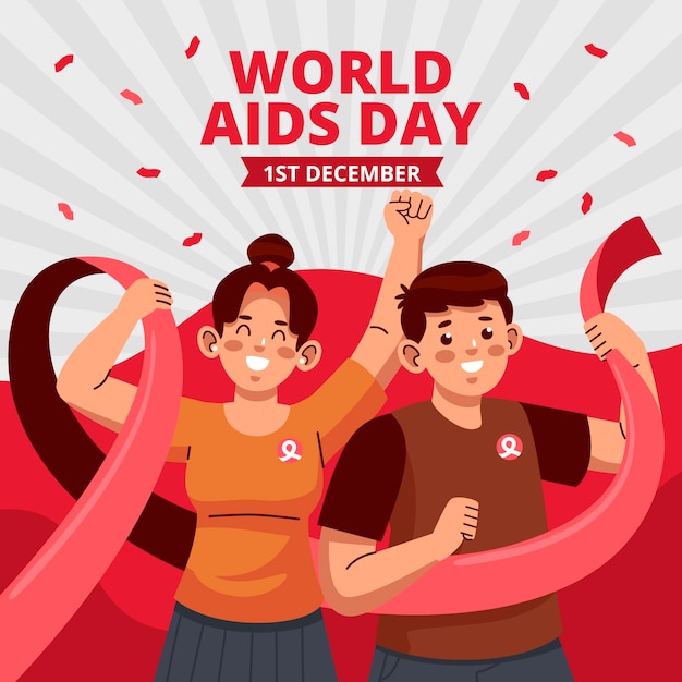 Flat world aids day illustration