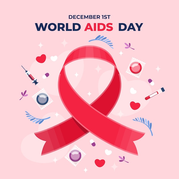 Vector flat world aids day illustration