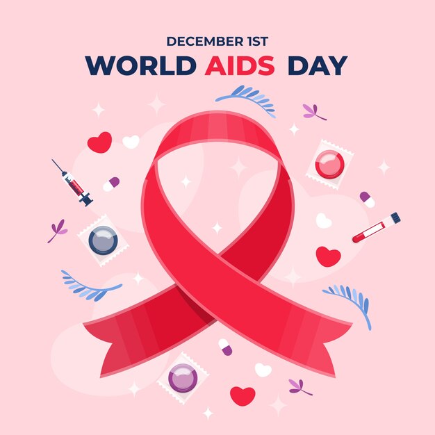 Flat world aids day illustration