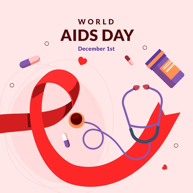 Flat world aids day illustration