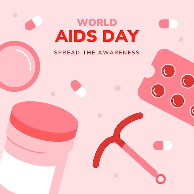 Flat world aids day illustration