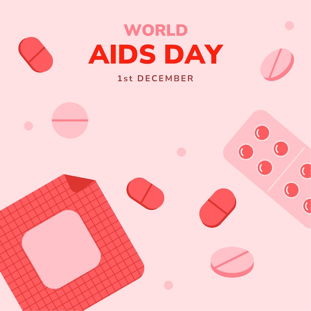 Flat world aids day illustration