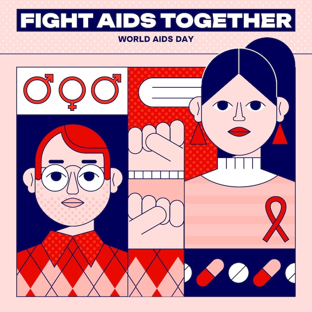 Illustrazione piatta della giornata mondiale contro l'aids