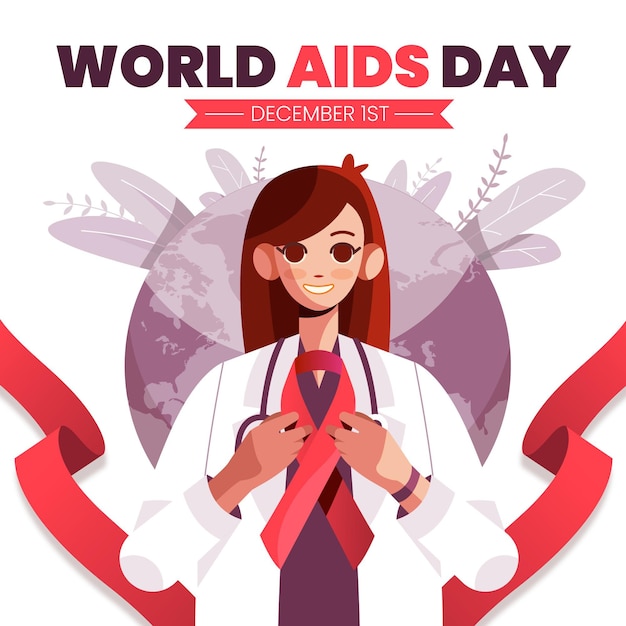 Vettore illustrazione piatta della giornata mondiale dell'aids