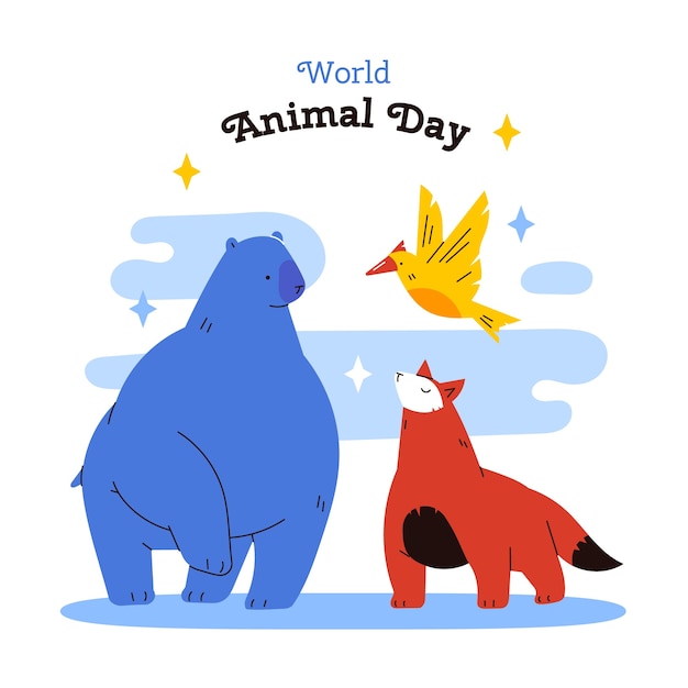 Vector flat world animal day illustration