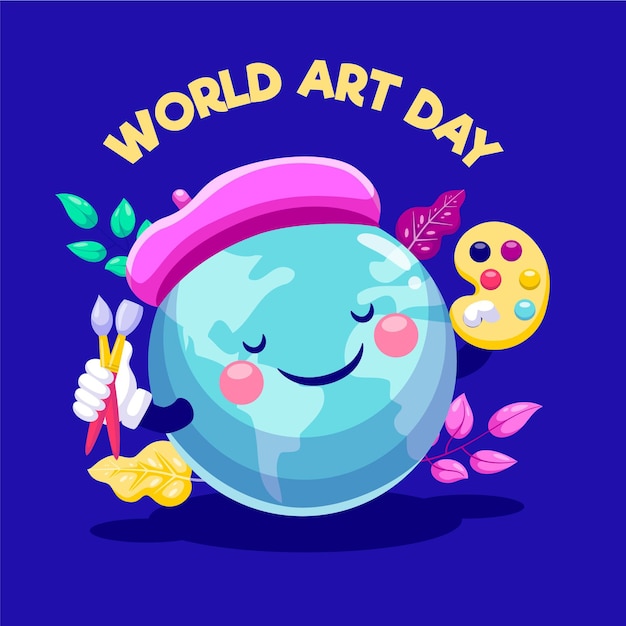 Flat world art day illustration